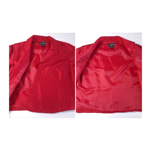 Mixit Women's Wrap Collared V-Neck Blouse Long Sleeve Red 100% Silk Size 10 - Picture 5 of 9